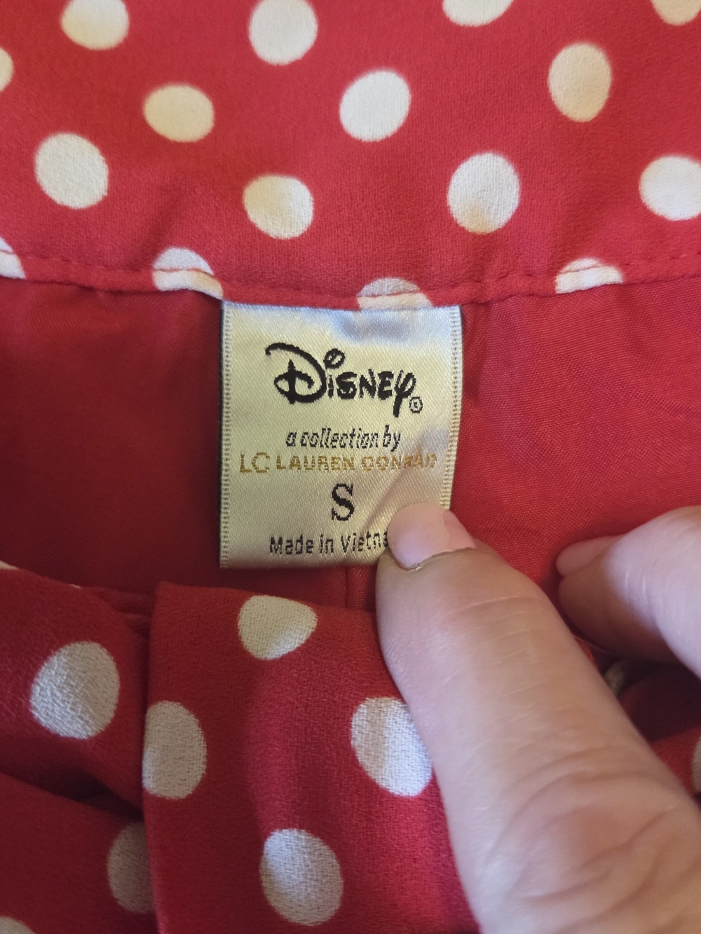 DISNEY High-Waist Red Polka Dot Shorts with Front Bow - Picture 4 of 7